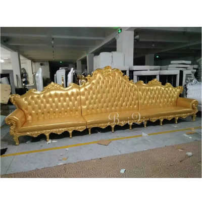 Golden Super Long Waiting Chair Lounge Sofa Salon Furniture Luxury