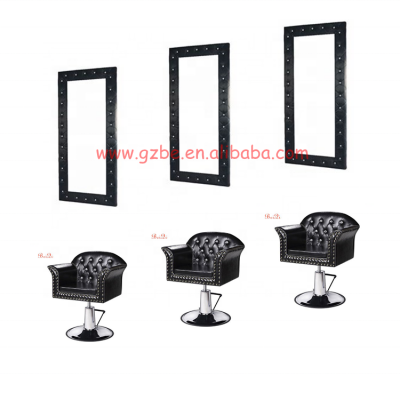 2019 Black Salon Mirror Station Hairdressing Used Barber Shop Cheap Wall Mirror Set